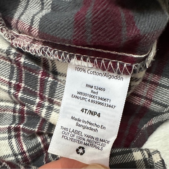 ⭐️ 5 for $25 Wonder Nation Plaid Kids Shirt - Red, Grey, White Size 4 T - Picture 4 of 4